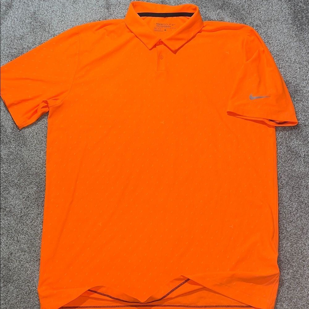 2-Nike Tour Performance Stretch Hyper Orange Gray & Pink Golf Polo shirt L Mens - Picture 4 of 7
